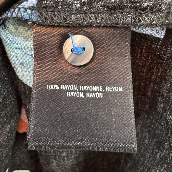 Maeve Top Women 4 Black Red Floral V-Neck Collared 3/4 Sleeves Button Up Casual - Picture 12 of 13